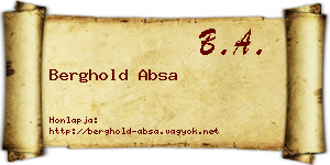 Berghold Absa névjegykártya